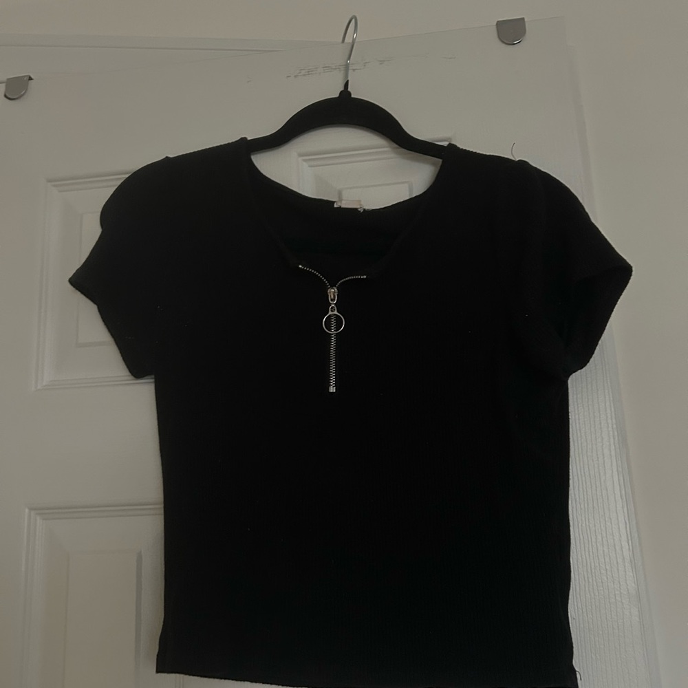 Garage Black Zipper Women's Top